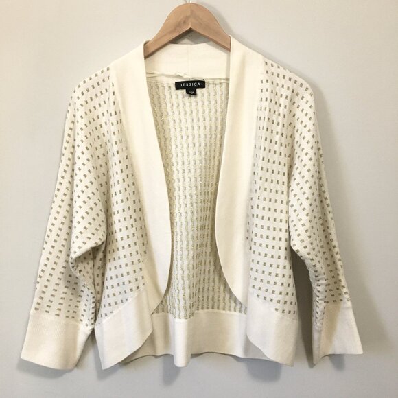 Jessica Cream and Gold 3/4 Sleeve Cardigan - Picture 1 of 10